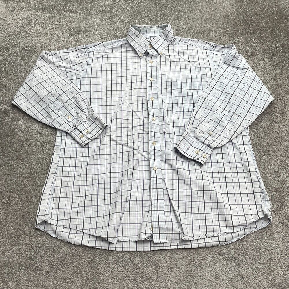 Kirkland Signature Traditional Fit Non Iron Dress Shirt Mens Large Blue Plaid